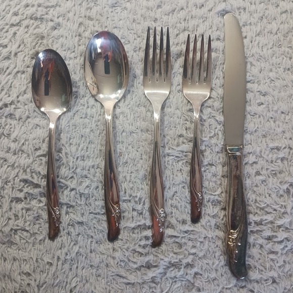 Other - VTG Rogers & Bro EXQUISITE Radiant Lady Silverplate 5pc Setting w/ Box Dining